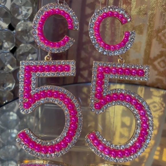 Jewelry - Hot pink Bling 5 earrings